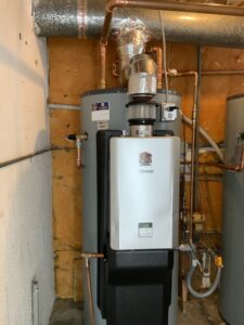 Energy-efficient heat pump water heater installation in Palm Harbor, Florida, offering lower energy usage and reliable hot water.