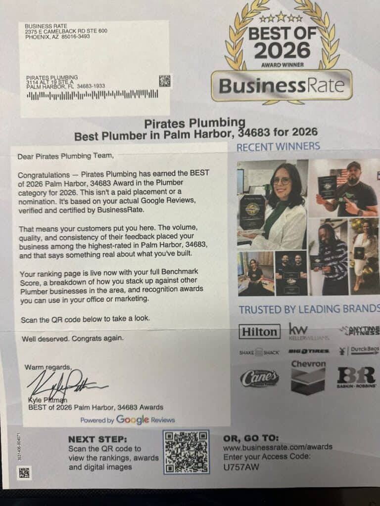 Pirates Plumbing Named Best Plumber in Palm Harbor, FL for 2026